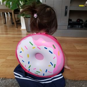 Pink donut shaped backpack for kids